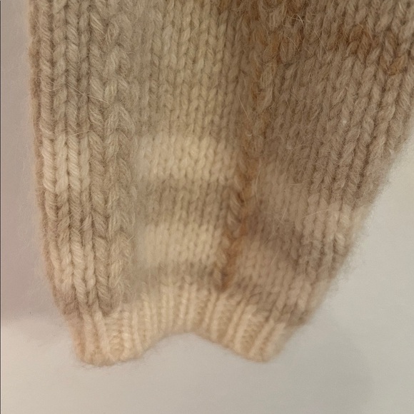 Talbots Size L Wool/ Angora Cream/Tan/Beige Classic Luxury Plaid Knit Sweater - Picture 3 of 9